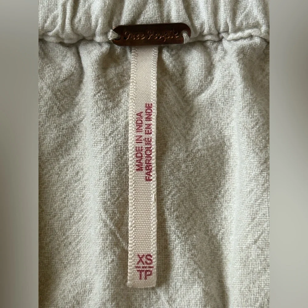 Free People Ivory Linen Blend Frayed Hem Pull On Mini Skirt Women’s XS
